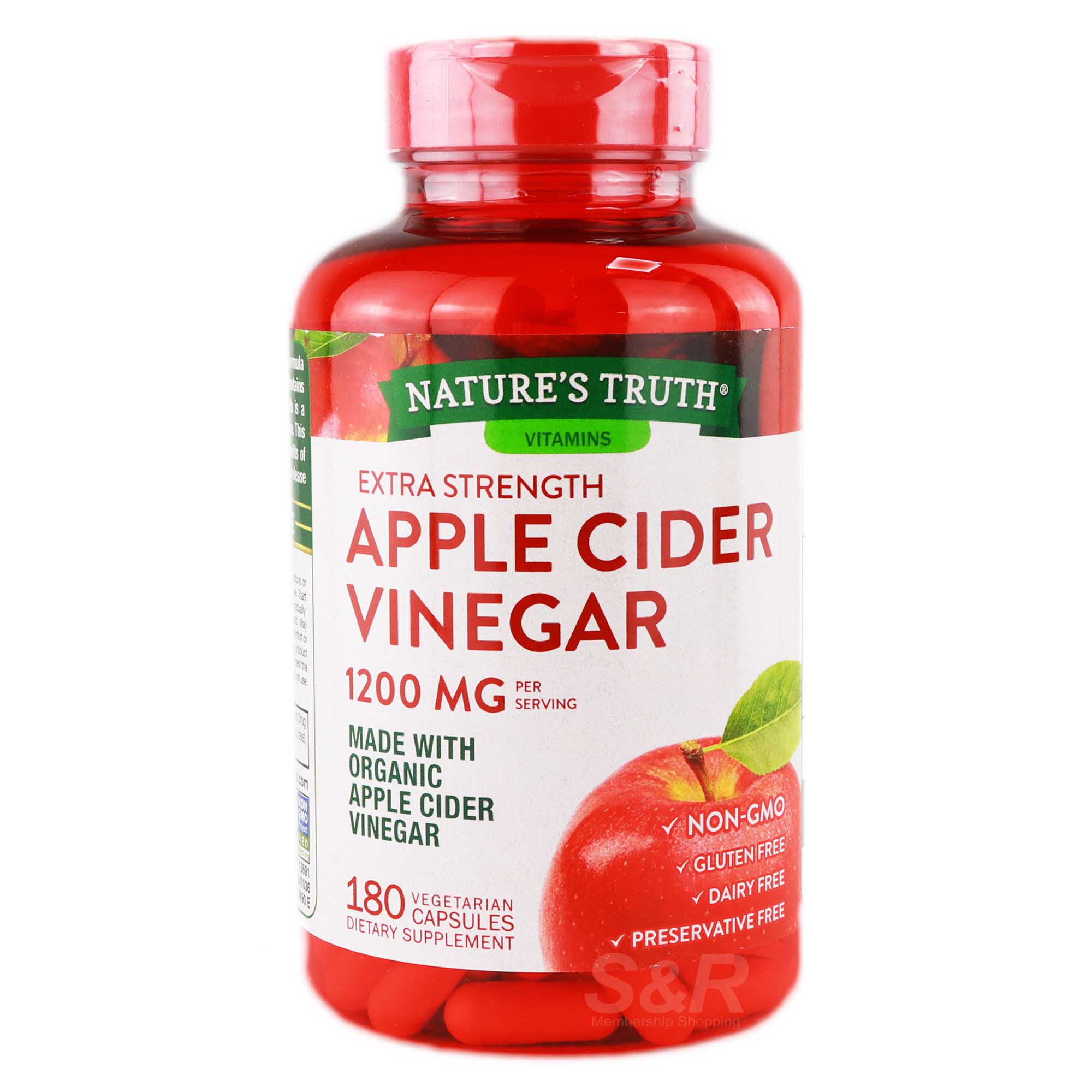 Nature's Truth Vitamins Extra Strength Apple Cider Vinegar 1200mg 180 capsules